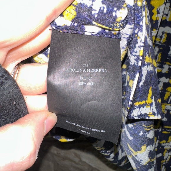 Carolina Herrera Blue Yellow Silk long sleeve Abstract Blouse - Picture 5 of 7